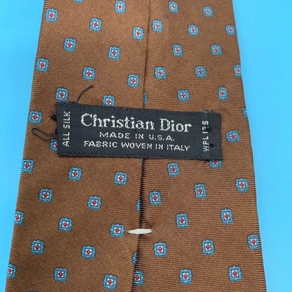 Christian Dior Tie‎ Mens Silk Geometric Pattern Woven Made USA Italy Necktie